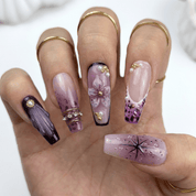 Violet Dream press-on nails – hand-painted reusable gel set by Handora