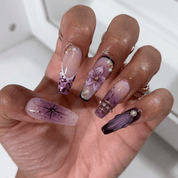 Violet Dream coffin press-on nails – design close-up by Handora