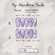 Violet Ribbon press-on nails – design close-up by Handora