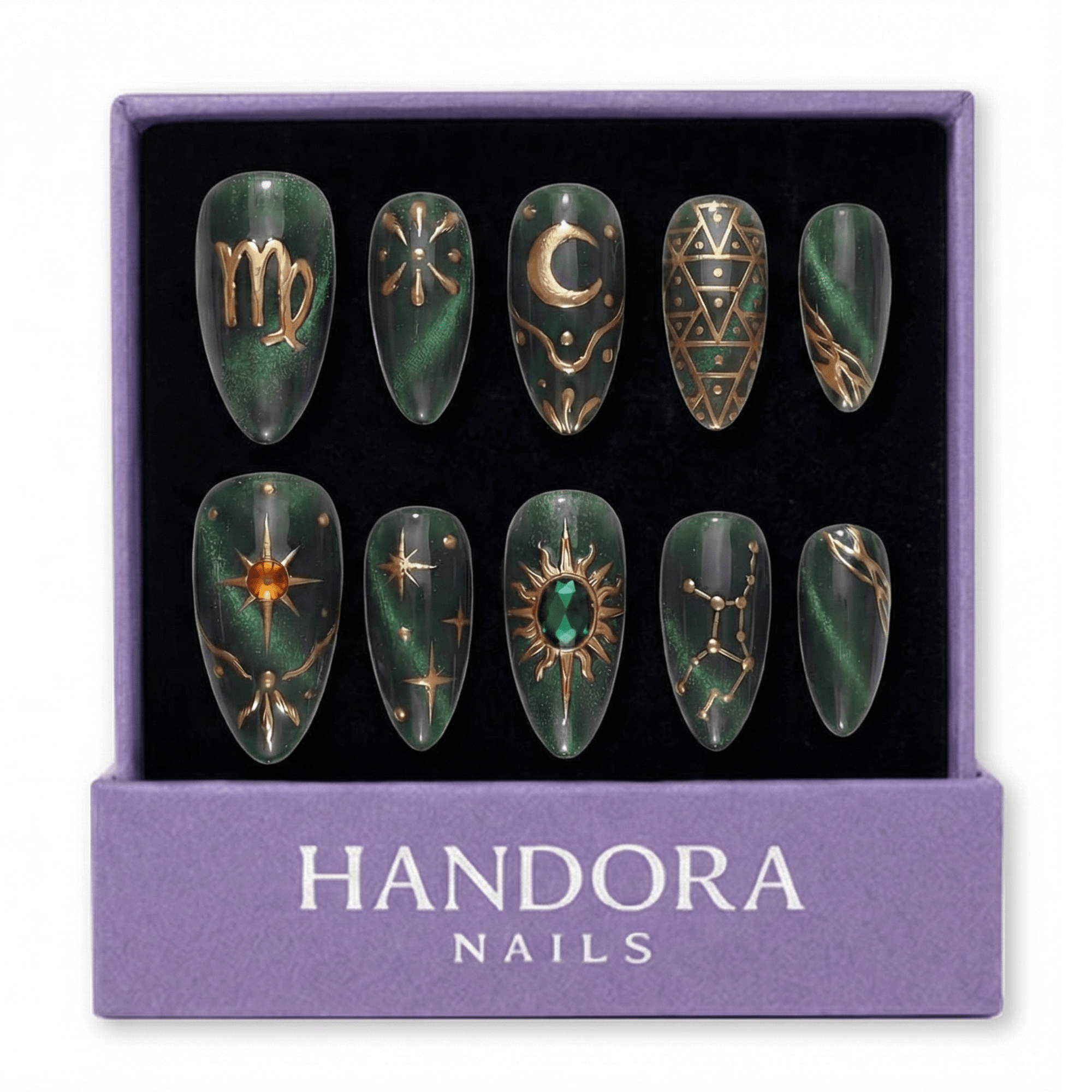 Virgo Luxe cat eye press-on nails by Handora