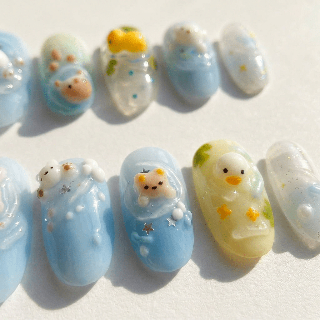 Water Friends press-on nails by Handora