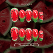 Watermelon Bliss 3d nail design – handmade press-on nails by Handora