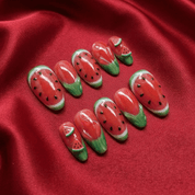Watermelon Bliss salon-quality handmade press-on nails by Handora