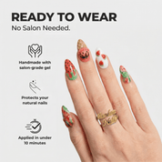Watermelon Gelato press-on nails – design close-up by Handora