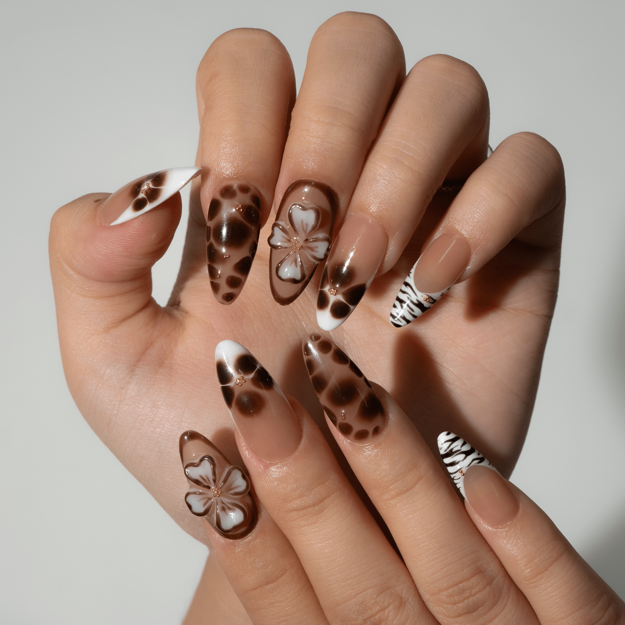 Wild Bloom autumn nail design – handmade press-on nails by Handora