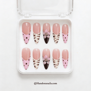 Wild Blossom stiletto press-on nails – design close-up by Handora