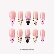 Wild Blossom stiletto floral press-on nails by Handora