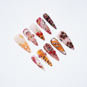 Wild Cherry animal print nail design – handmade press-on nails by Handora