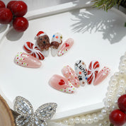 Winter Dachshund cute press-on nails by Handora