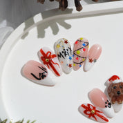 Winter Dachshund press-on nails by Handora